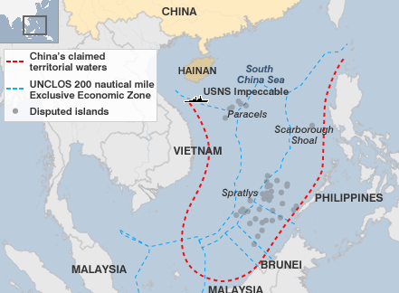 China beansprucht Hoheitsgewässer ohne internationale Gesetze zu beachten